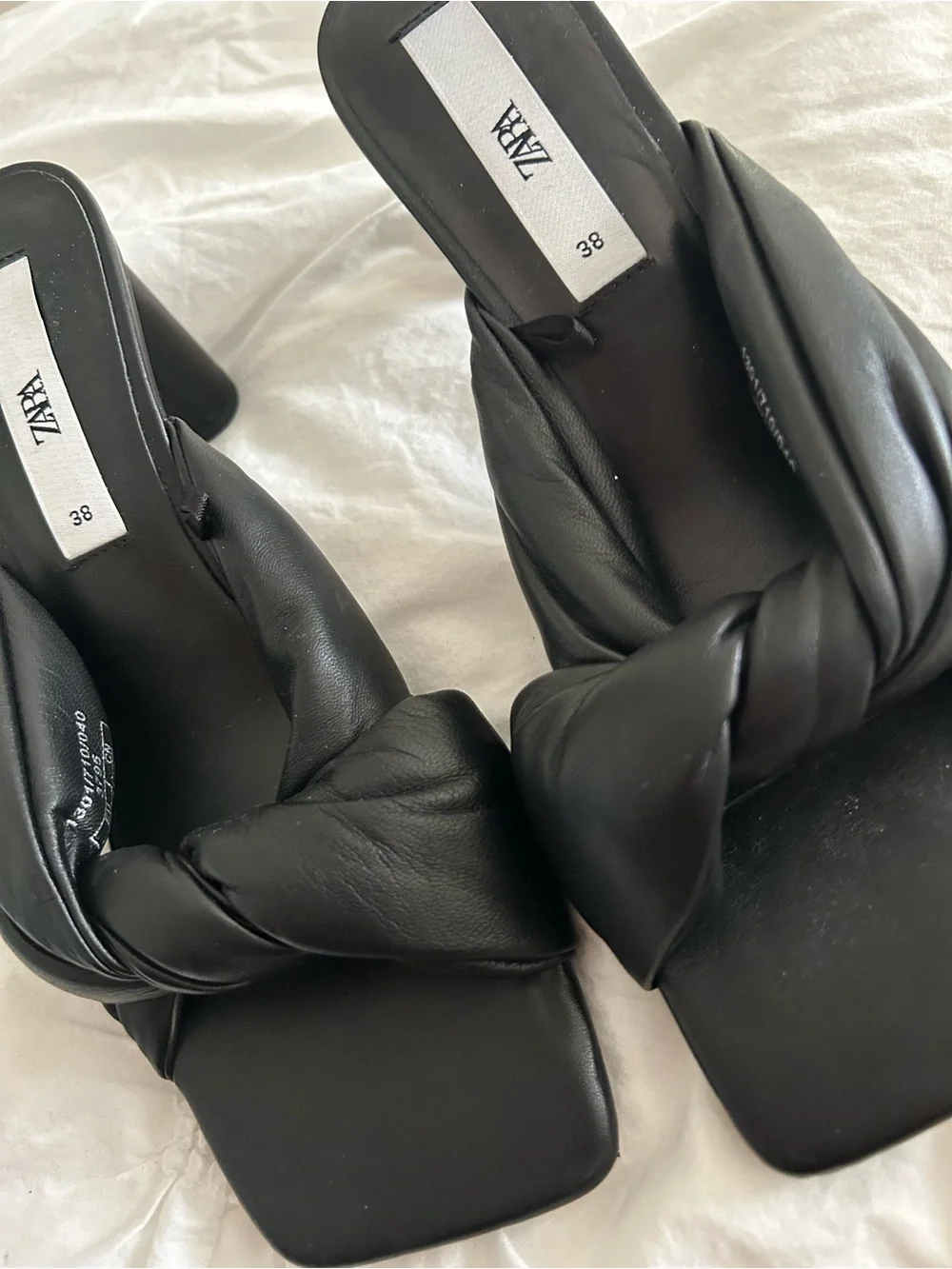 Zara Black Knotted Leather Mules - Picture 4 of 4